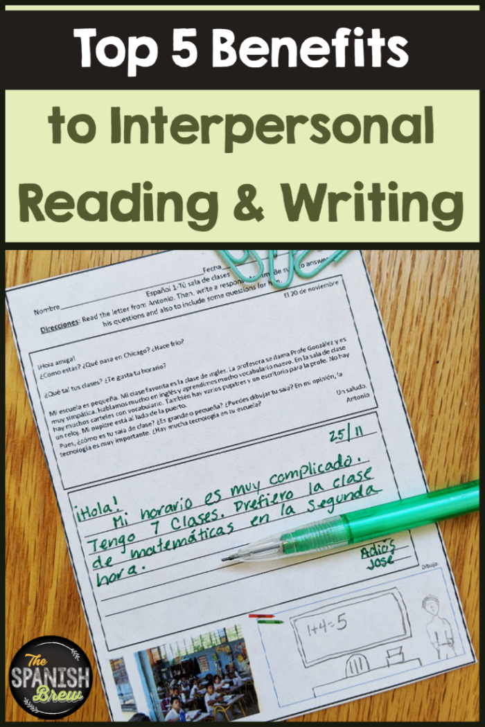 The top 5 benefits of interpersonal reading & writing activities The