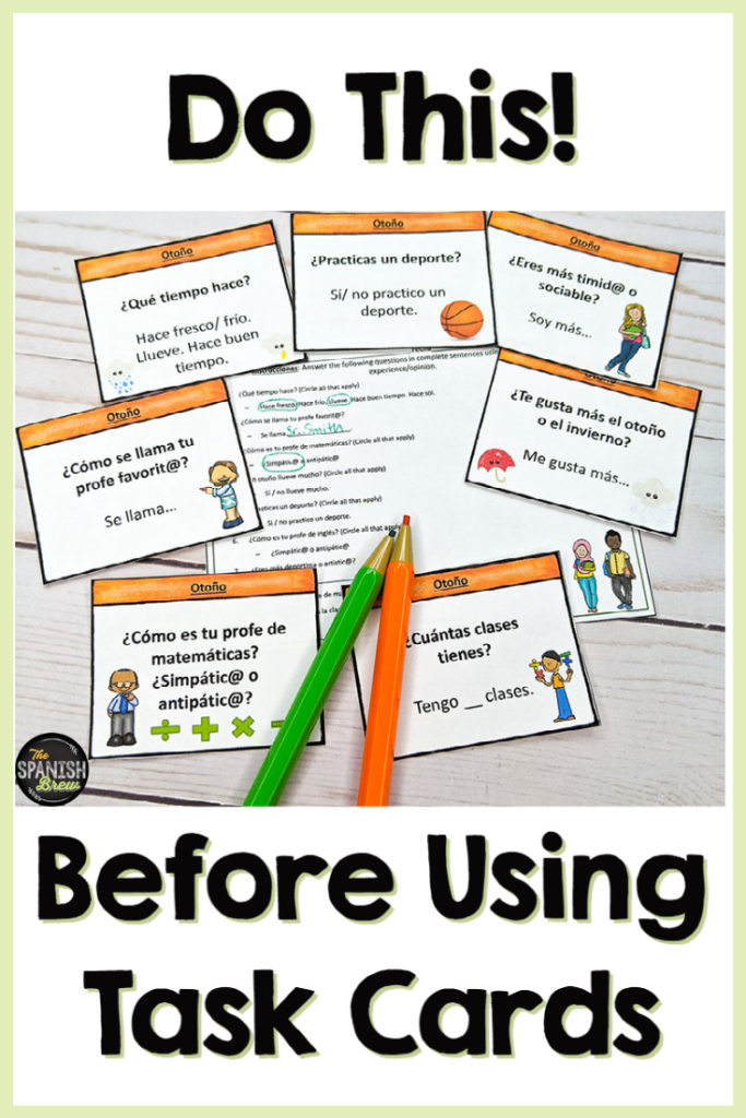 The best trick to making your speaking task card activity successful in the language classroom